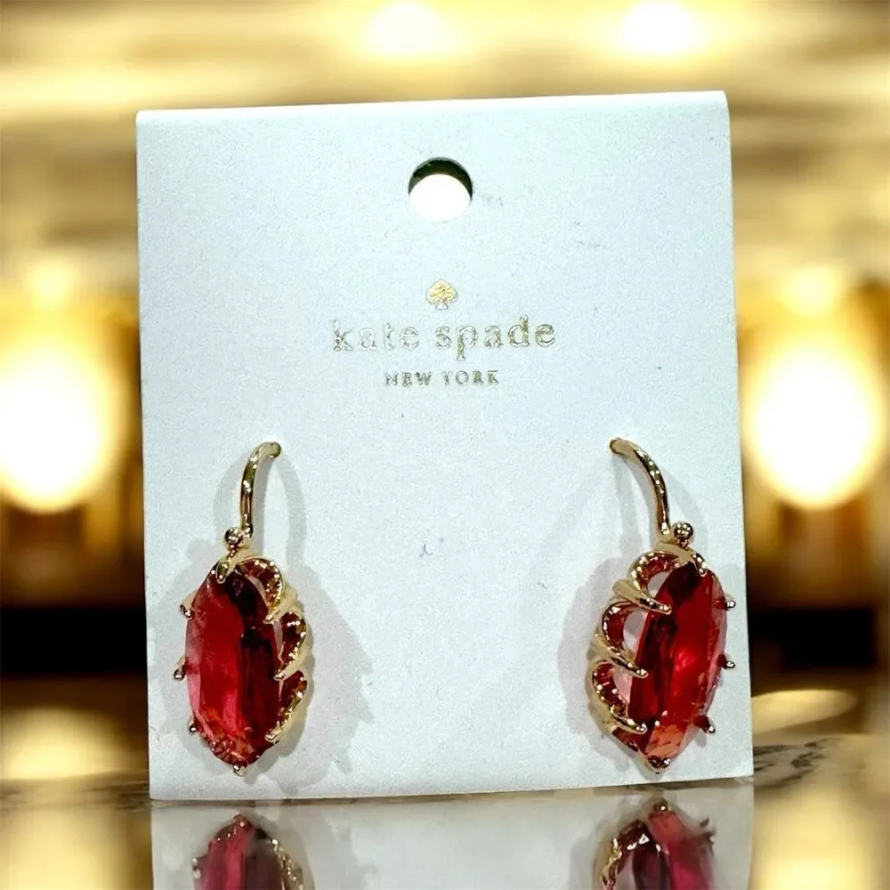 Kate Spade Gold and Red Gemstone Earrings